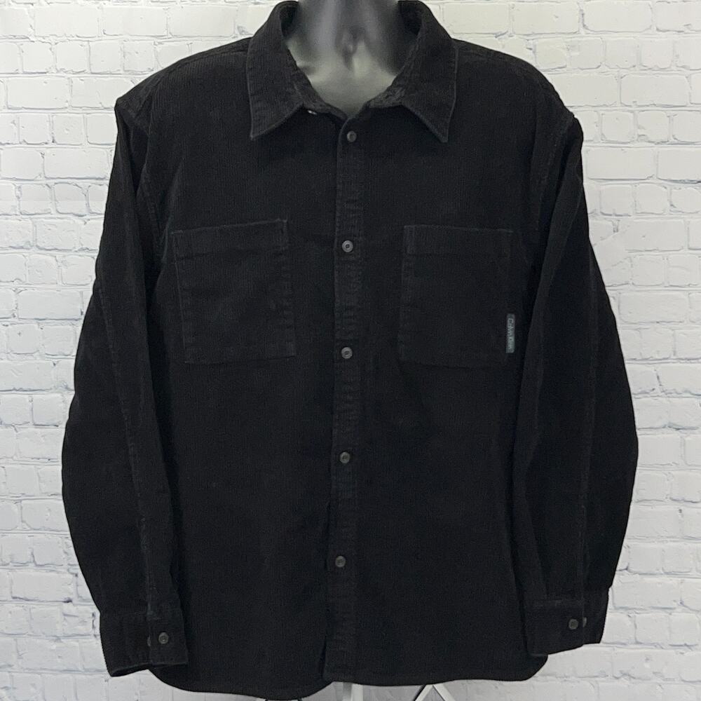 Calvin Klein Jeans Corduroy Shirt Black Button Up Long Sleeve Mens XXL 2XL